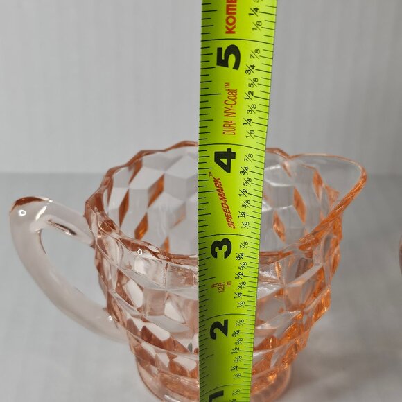 Pink Depression Jeanette Glass Diamond Pattern Sugar and Creamer Set - Picture 10 of 12